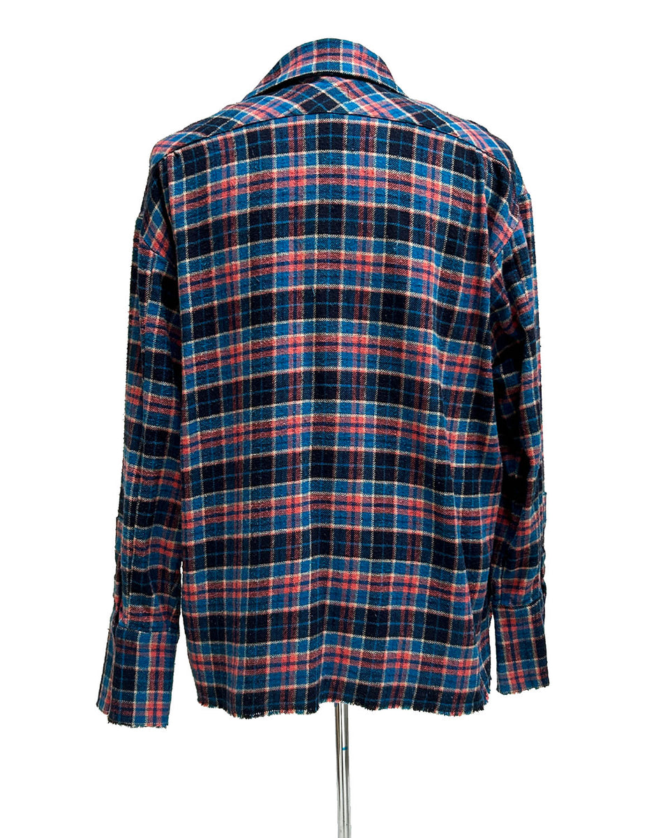 グレッグローレン チェックシャツ GREG LAUREN(グレッグローレン) チェックシャツ ネイビー サイズ