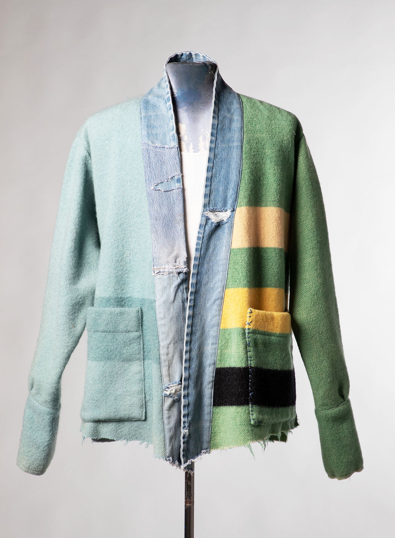 Greg Lauren open-front woo coat - Grey