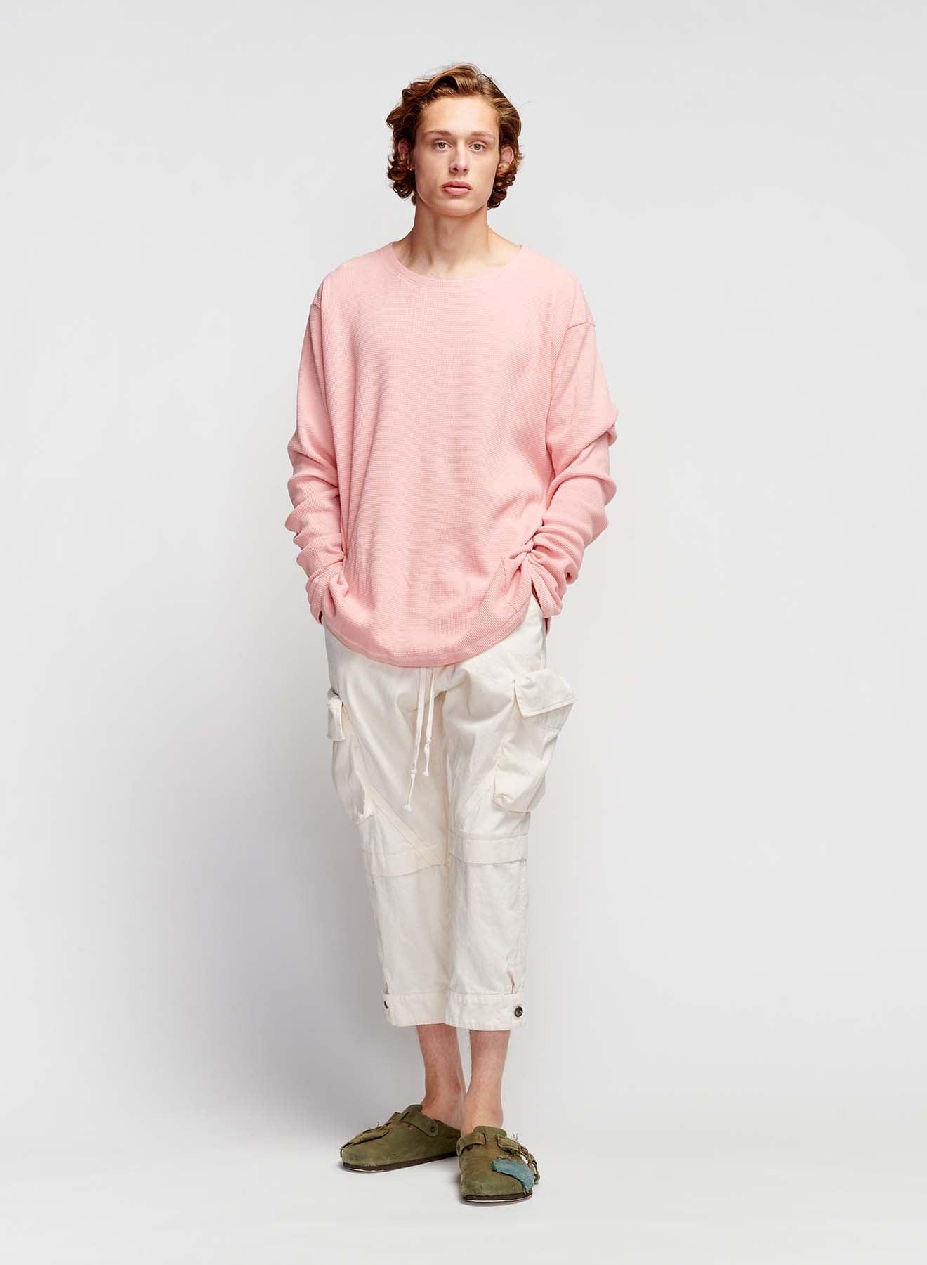 CORAL LS WAFFLE TEE CORAL PINK