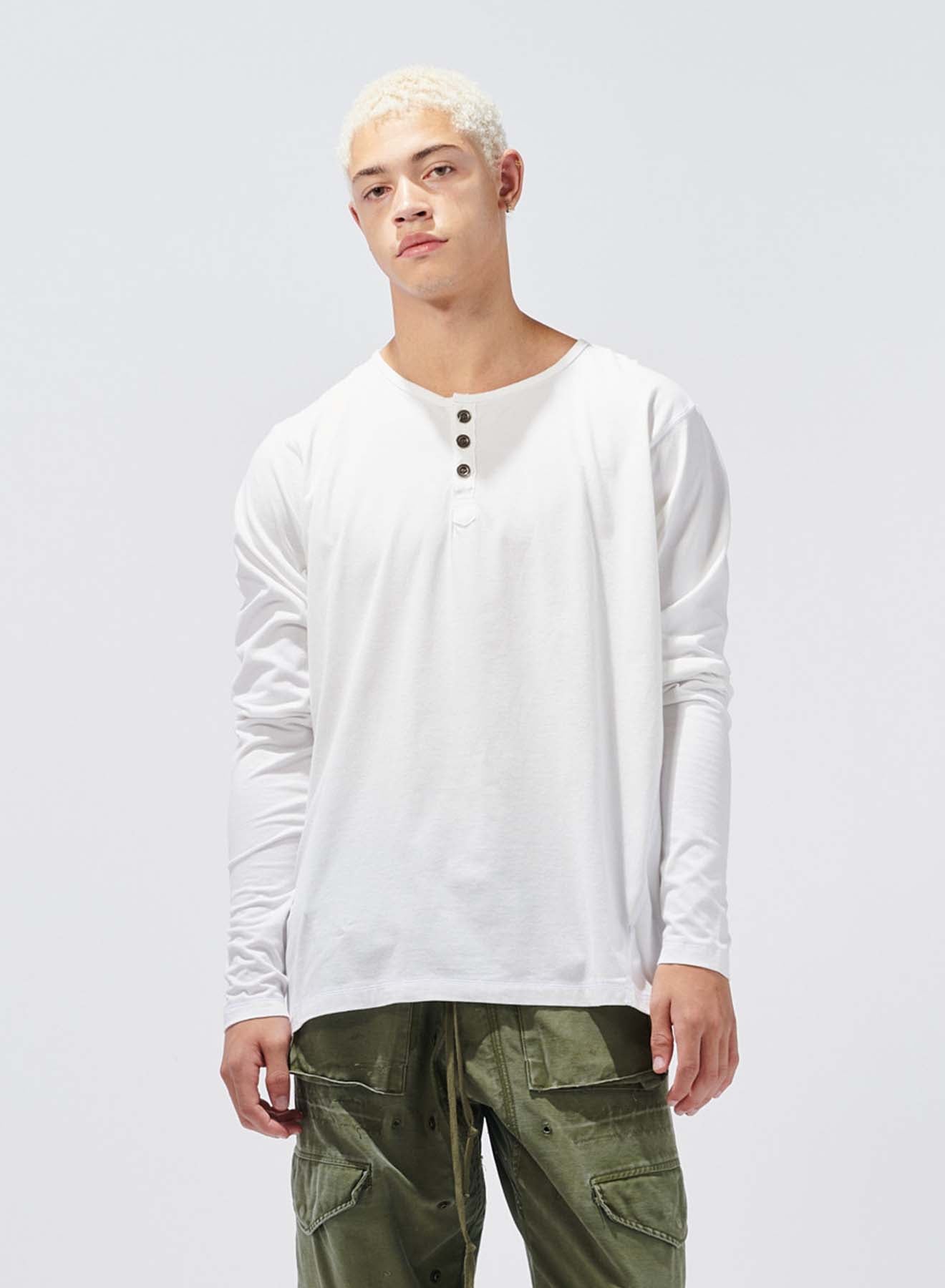 LONG SLEEVE HENLEY WHITE – Greg Lauren